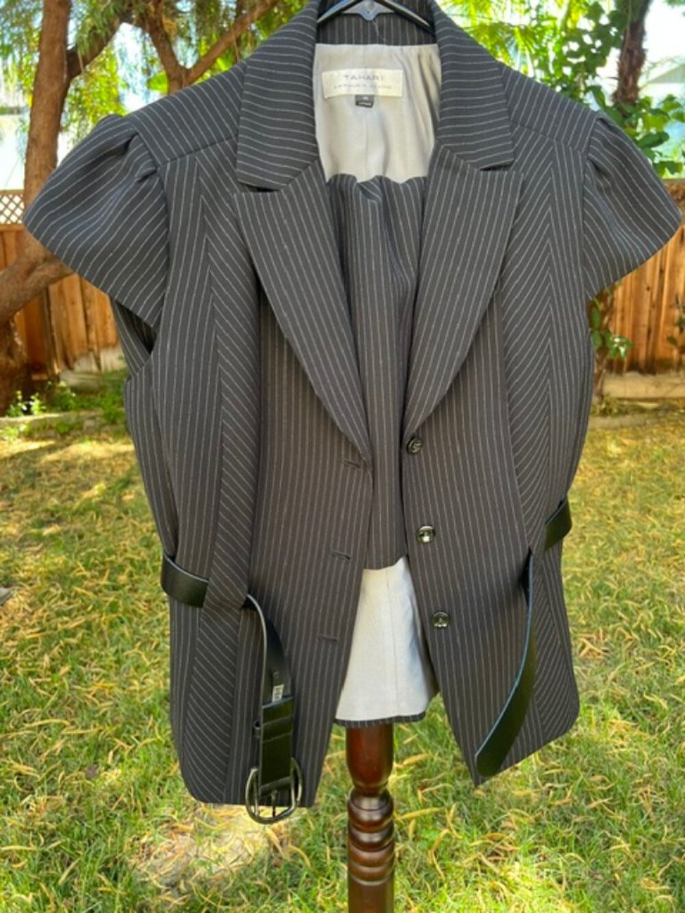 Tahari Pinstripe Skirt Suit